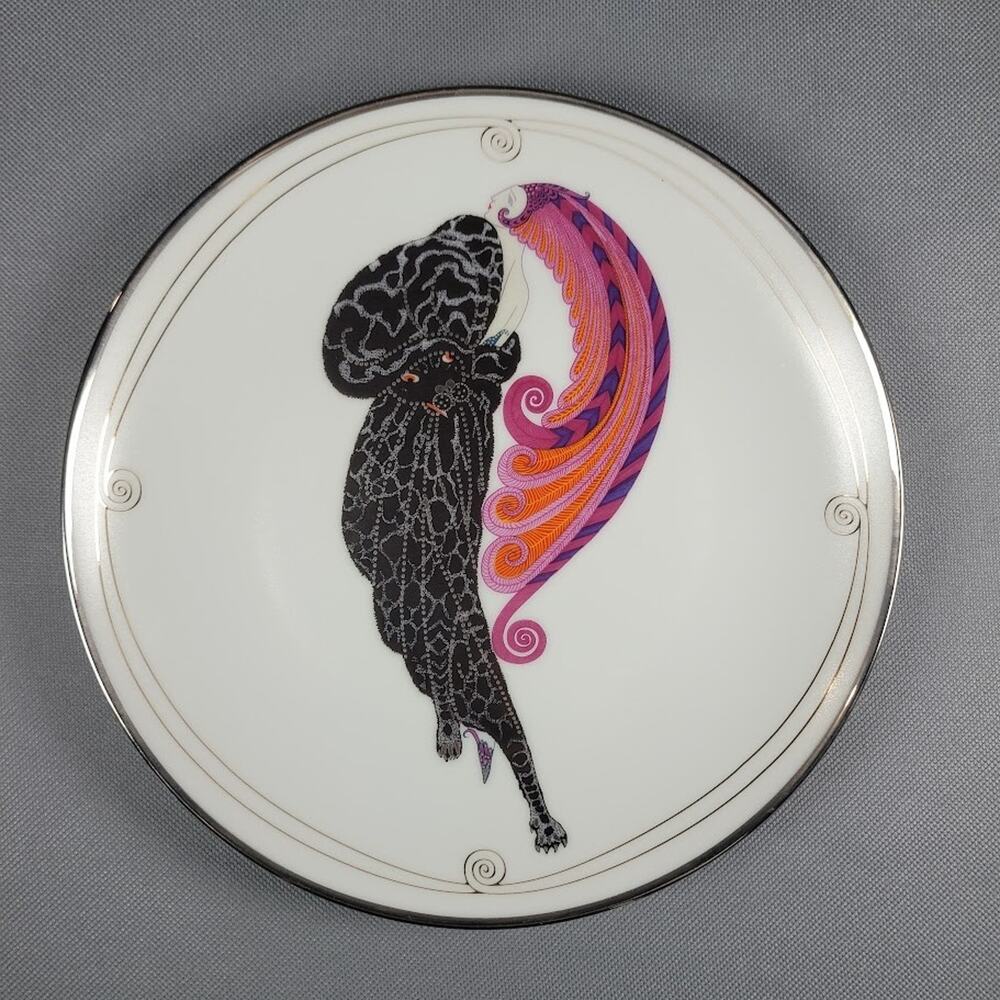 House of Erte Beauty and the Beast Art Deco Plate Franklin Mint COA Stand Box